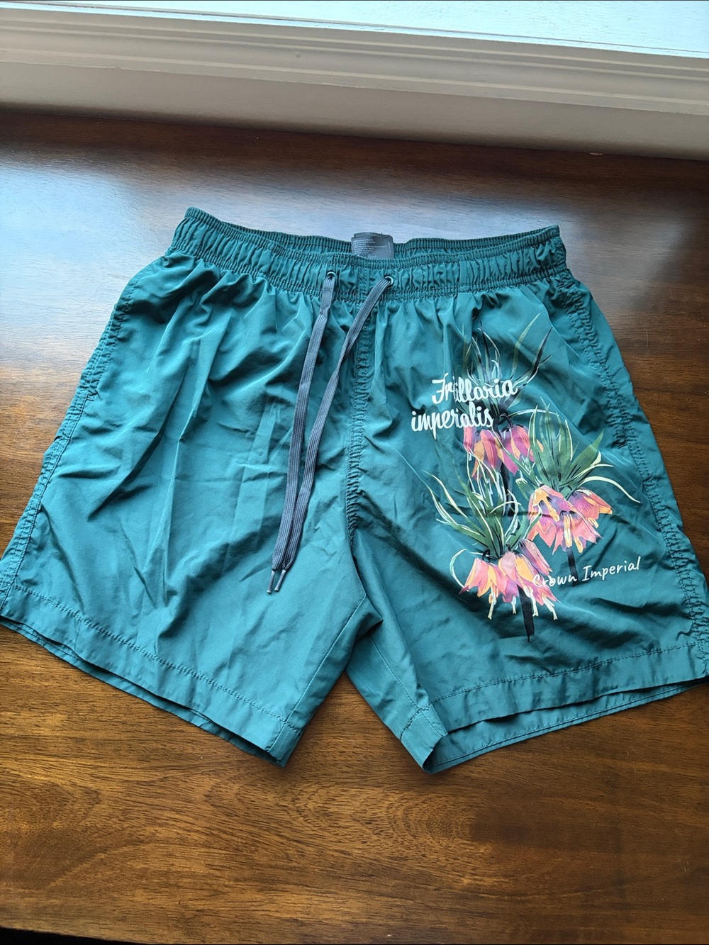 H&M Green Swim Trunks with Floral Print